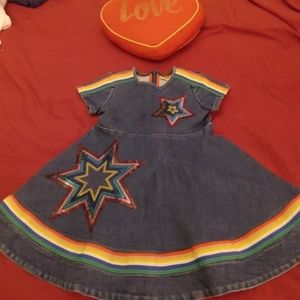 VTG.."MINI BODEN" 3-4Y GIRLS DARK NAVY JEAN CIRCLE SKIRT DRESS